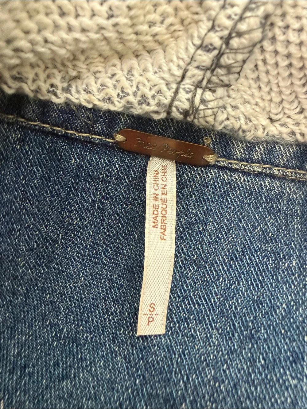 Free People Blue Denim Jacket with removable hood - Picture 2 of 7